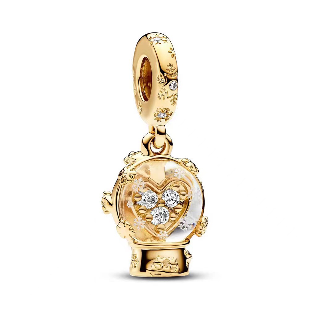 925 Sterling Silver New Fashion Women's Charm Golden Crystal Pendant New Power Game Pendant Accessories Small Pendant Bracelet Charm Beads Suitab