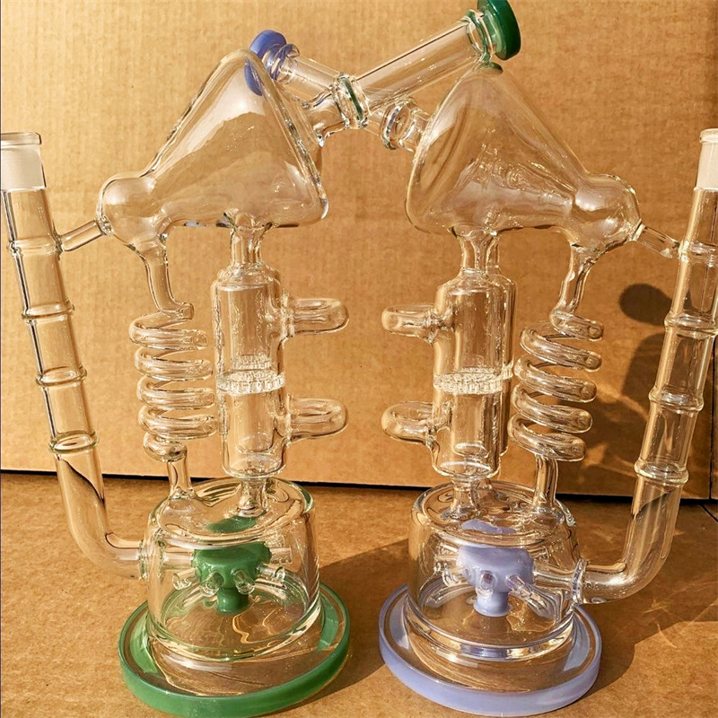 Curved neck matrix bong all glass recycling water pipe