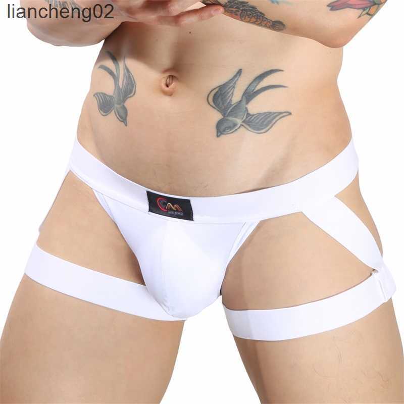 Underpants Sexy Strap Underwear Briefs Men's Sexy Comf Bikini Thigh Suspender Trunk Shorts Underwear Underpants W0412, Black