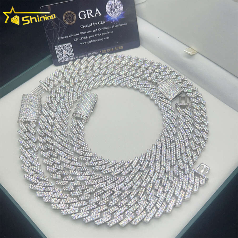 necklace moissanite chain cuban link chain 8mm 10mm 20mm gold plated 925 silver hip hop jewelry iced out moissanite jewelry