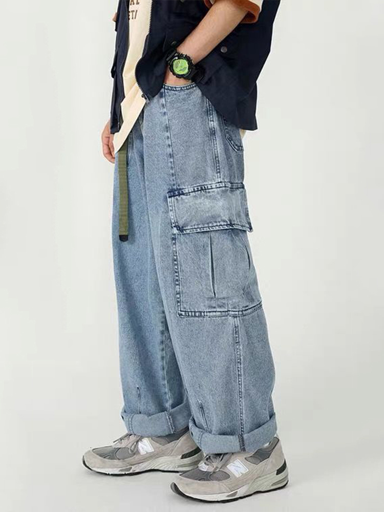 Men's Jeans HOUZHOU Baggy Jeans Trousers Men's Jeans Black Wide Leg Pants Men's Jeans Loose casual Korean street clothing hip-hop Haraj