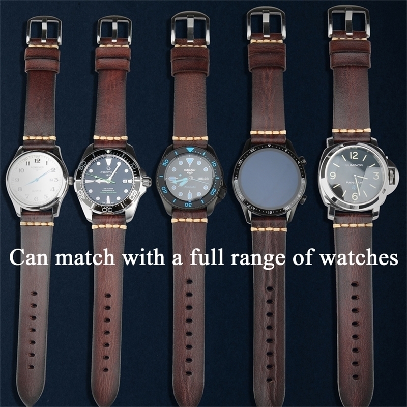 Watch Bands Maikes Genuine Leather Watchband for Galaxy Watch Strap 18mm 20mm 22mm 24mm Watch Band Tissote Wrist Bracelets 230411