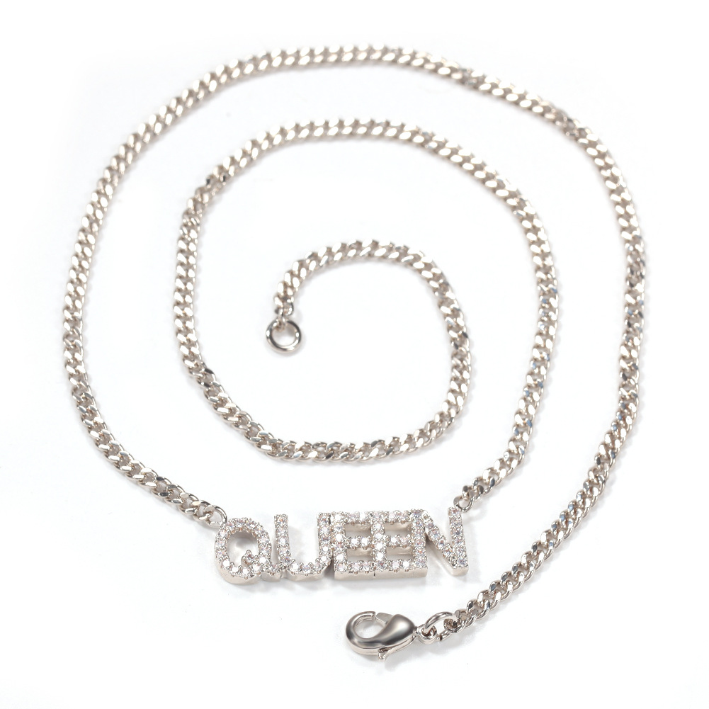New Arrivals A-Z Initial Letter Custom Name Pendant Necklace Personalized Womens Iced Out Cubic Zirconia CZ 18K Rose Gold Hip Hop DIY Birthday Gifts J