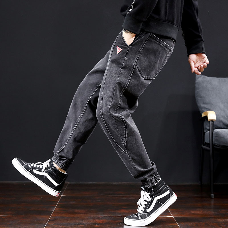 Men's Jeans fashion hip-hop backyard jeans loose pockets plus size jogger jeans elastic waist patches denim pants men's Trousers 230412