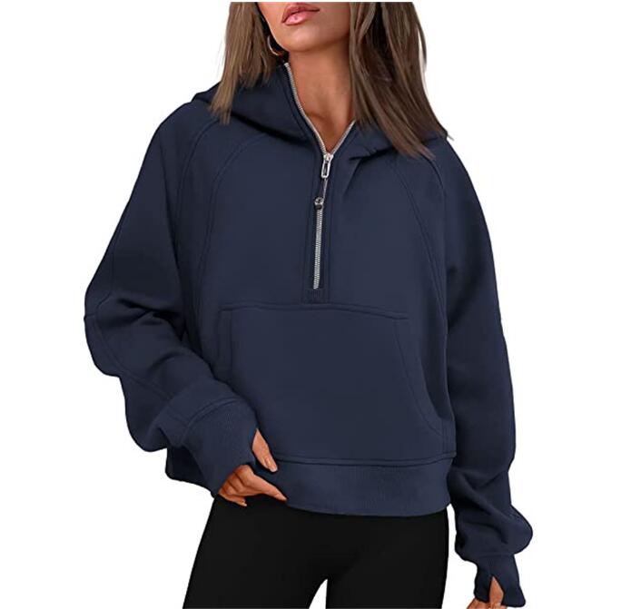 2025 yoga hoodie Scuba womens Autumn and winter Plus Veet Thickening jackets hoodys sports half zipper terry designers sweater chothing