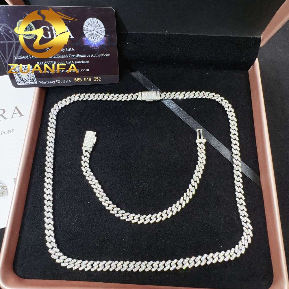 necklace moissanite chain925 sterling silver wholesale price iced out vvs moissanite diamond jewelry hip hop cuban link chain
