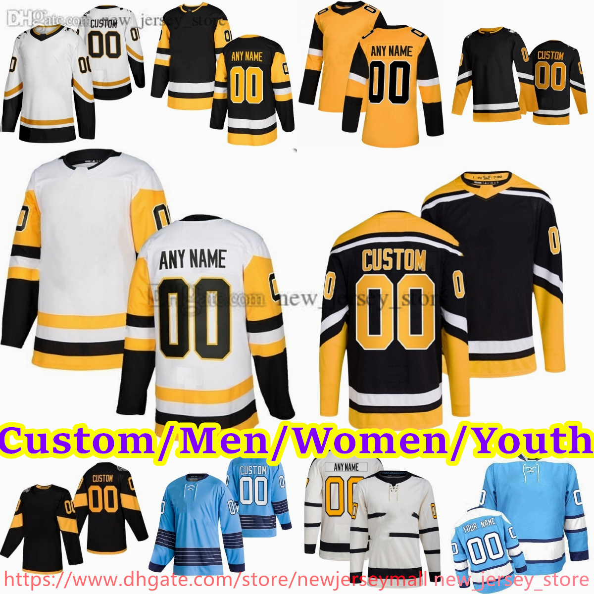 New Ice Hockey 58 Kris Letang Jersey Stitch 71 Evgeni Malkin Jeff Carter Jason Zucker Tristan Jarry Sidney Crosby Rickard Rakell Jake Guentzel Jerseys Home away