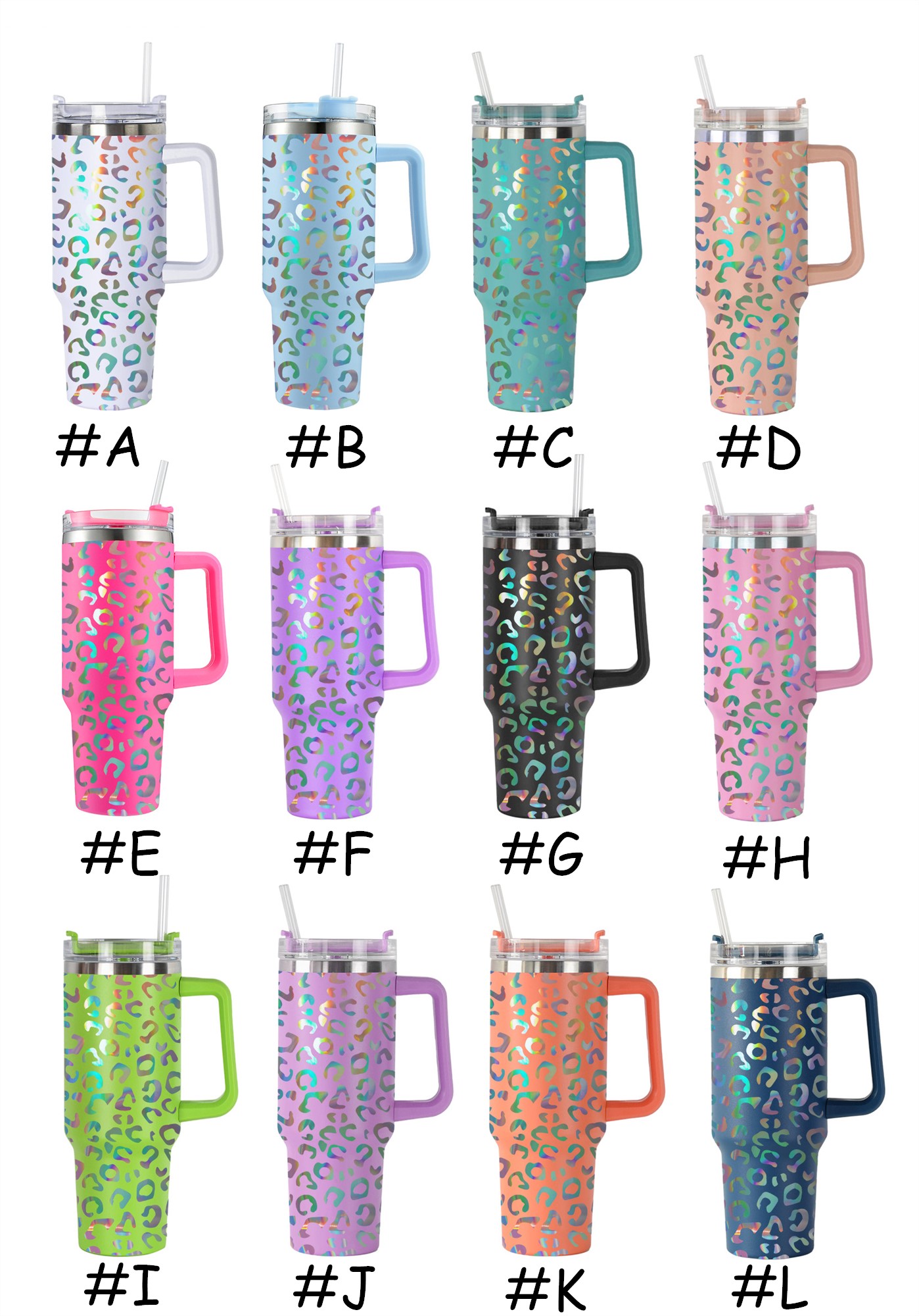 Wholesale! 40OZ Holographic Print Leopard Travel Tumblers With Lids and Straws Stainless Steel Double Wall Insulated Cups B0023, Multi-color
Wholesale! 40OZ Holographic Print Leopard Travel Tumblers With Lids and Straws Stainless Steel Double Wall Insulated Cups B0023, Multi-color