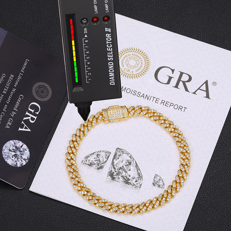 Chain 6MM Men Bracelet Gra Certificate Cuban S925 Silver Hip Hop Jewelry 230411