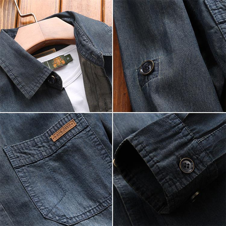 Men's Casual Shirts Denim shirt Fashion men's social shirt Summer short sleeved men's high-quality button top Men's clothing T-shi