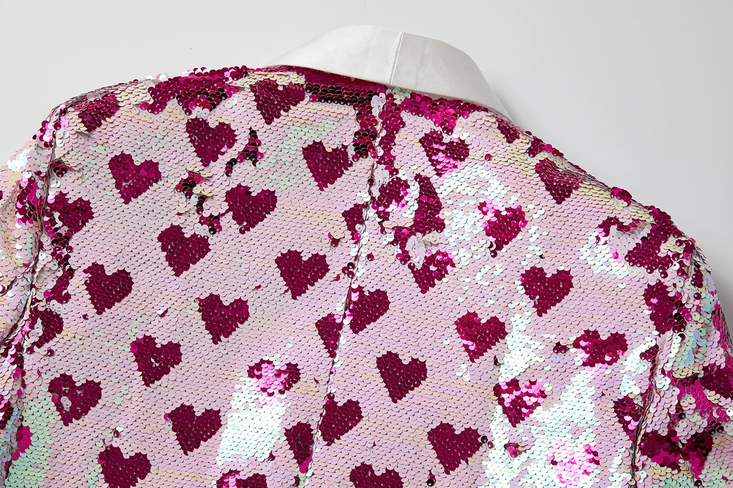 Men's Suits Blazers Stylish Heart Sequin Tuxedo Blazer Men One Button Shawl Lapel Mens Party Suit Jacket Wedding Groom Stage Singer Costume 23111