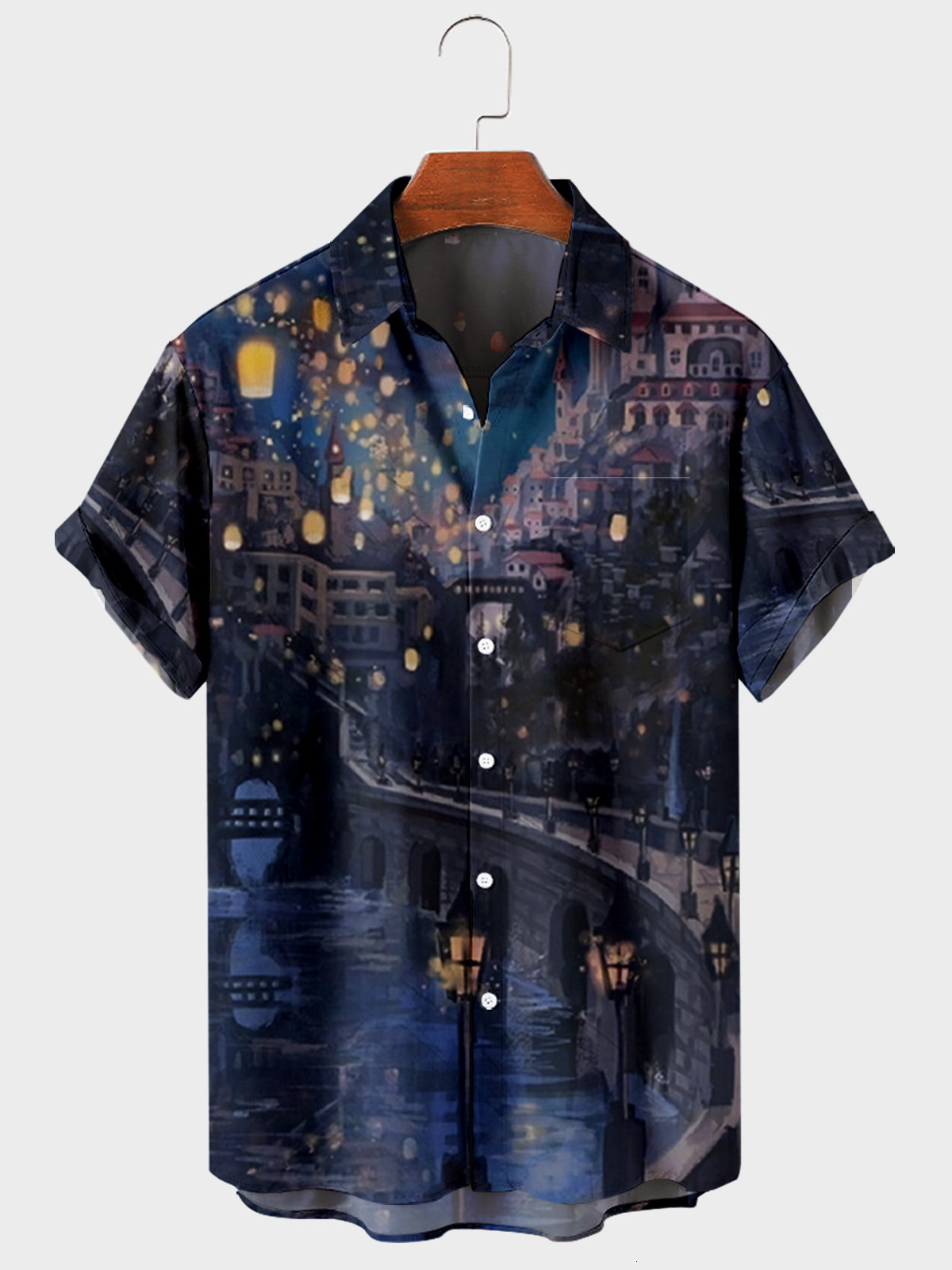 Men's Casual Shirts Summer Beach Casual Men's Short Sleeve Polo Shirt Plus Size City High Waist 3D Printed Men's Top with Pockets 23041
