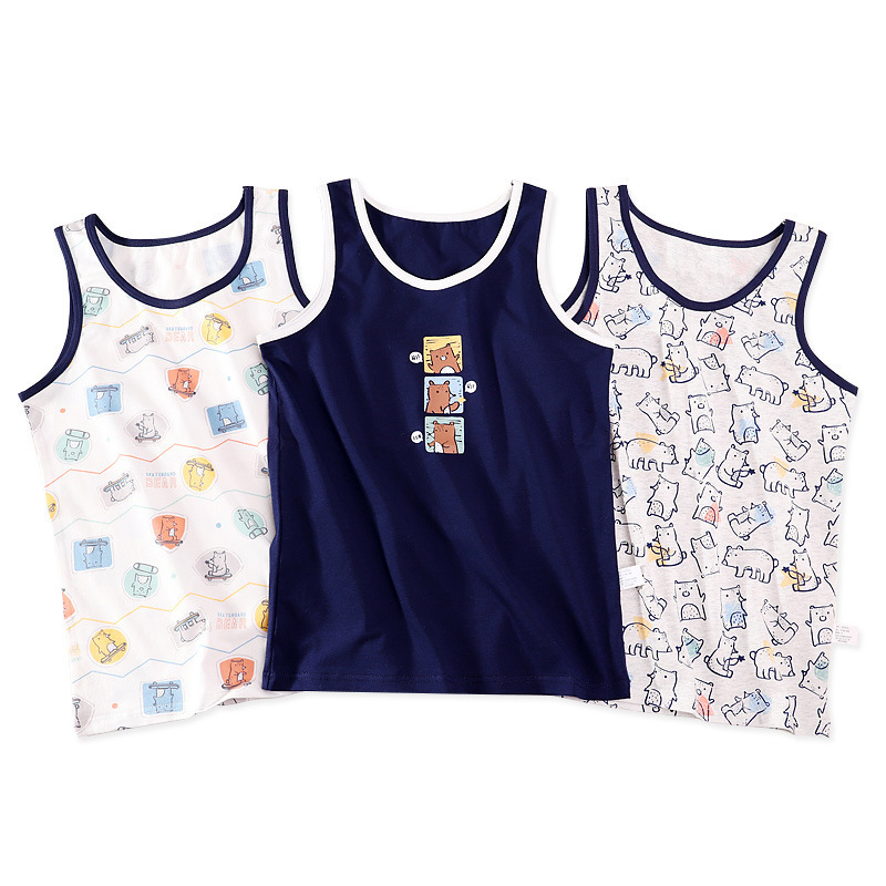 Tshirts 3pcsLot Boys Girls Summer Undershirt Singlet Shirts Kids Dino Unicorn Cotton Tshirt Top Camisoles Underwear Tanks Size 90155 230412