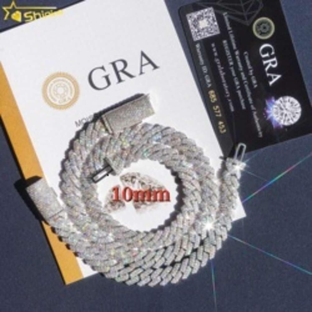 necklace moissanite chain cuban link chain 8mm 10mm 20mm gold plated 925 silver hip hop jewelry iced out moissanite jewelry