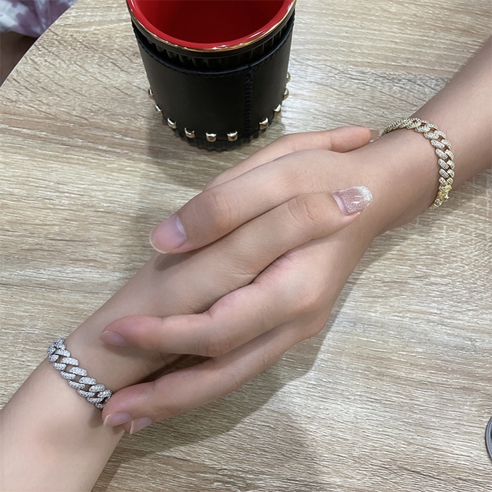 Chain WUIHA Hip Hop Rock Solid 925 Sterling Silver Created Diamonds Cuba Bracelets for Men Women Fine Jewelry Drop 230411