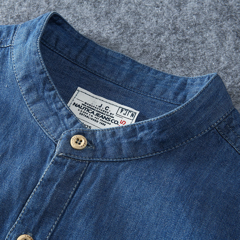 Men's Casual Shirts Plus Size L-5XL 6XL 7XL 8XL 100% Denim Coat Men's Short Sleeve Summer Fashion Casual Clothing 230412