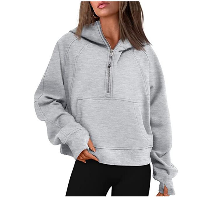 2025 yoga hoodie Scuba womens Autumn and winter Plus Veet Thickening jackets hoodys sports half zipper terry designers sweater chothing