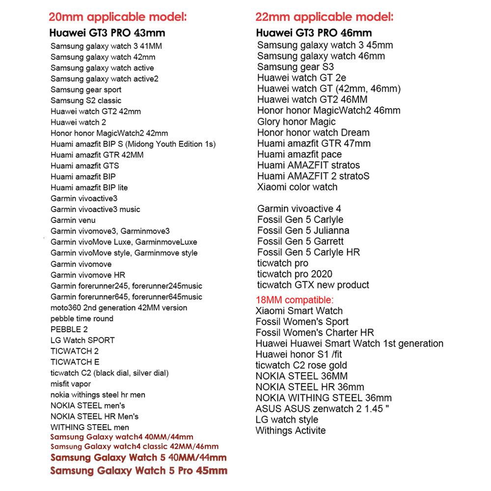 Watch Bands 141618202224mm Band For Huawei Pro 4m Stainless Steel Bracelet For Galaxy Watch 5 40 For Amazfit Bip Strap 230411