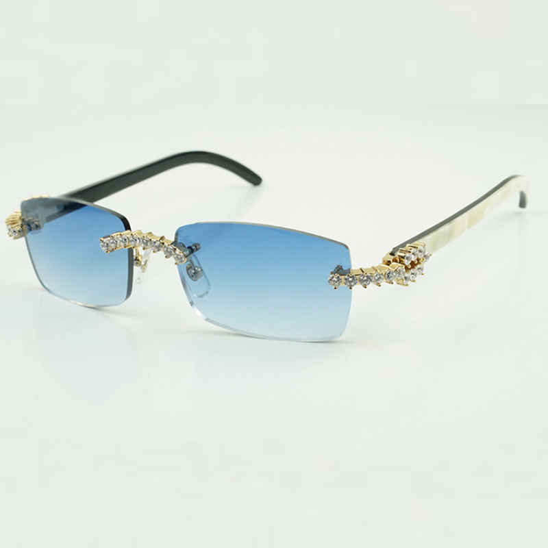 5.0 mm diamond buffs sunglasses 3524012 with natureal mixed black buffalo horn legs and 56 mm Lenses