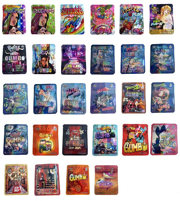 Gumbo package bag 3.5g myalr Packaging bags Zipper Baggie Sealed edibles Package Laser holography mylars Bags
Gumbo package bag 3.5g myalr Packaging bags Zipper Baggie Sealed edibles Package Laser holography mylars Bags