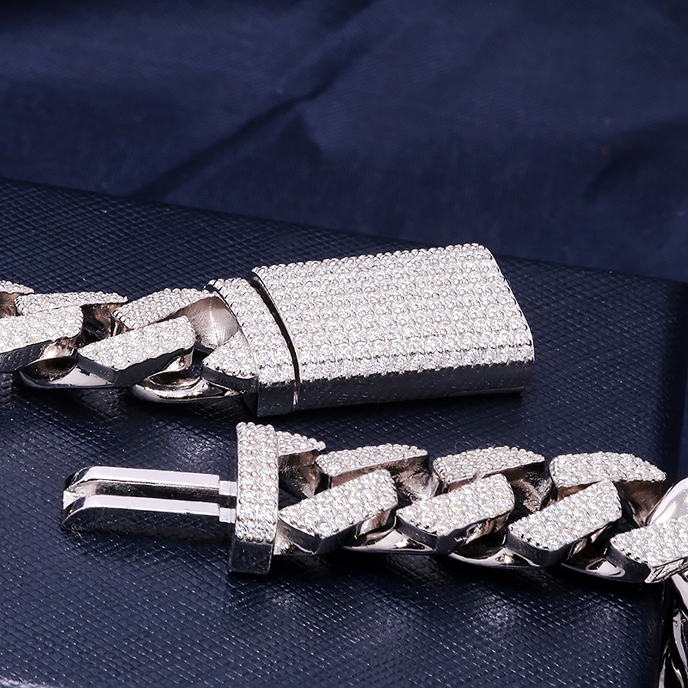 Chain MILIYALIER 12MM 925 Sterling Silver Setting D Color Diamond Miami Bracelets for Mens Singer Style Rap Jewelry 230411