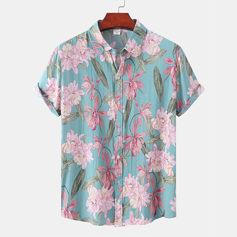 Men's Casual Shirts Hawaiian men's summer beach casual 3D sunflower print crop top outdoor fashion loose oversized men's street T-shirt