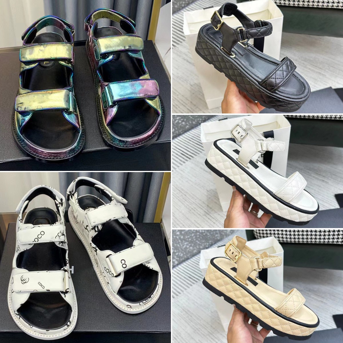 Designer Women Sandals High Quality Womens Slides Crystal Calf leather Casual shoes quilted Platform Summer Beach Slipper 35-42 and Shopping bag, Color2
Designer Women Sandals High Quality Womens Slides Crystal Calf leather Casual shoes quilted Platform Summer Beach Slipper 35-42 and Shopping bag, Color2