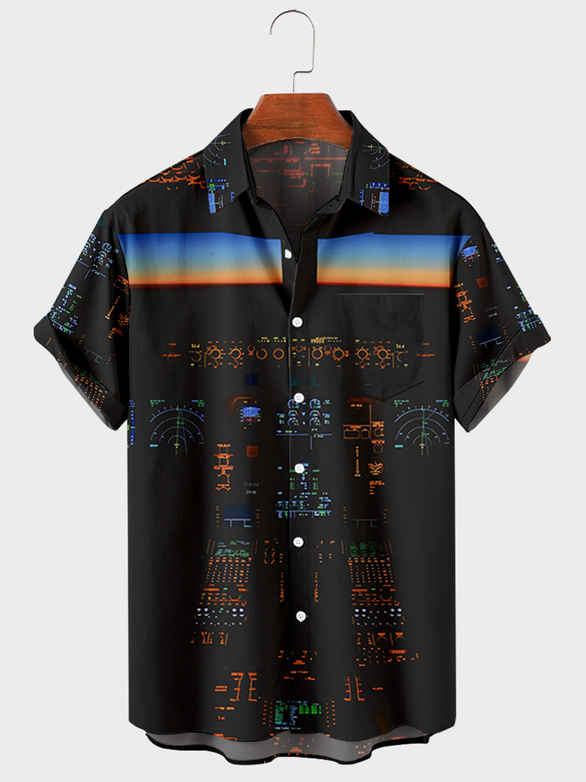 Men's Casual Shirts Summer Beach Casual Men's Short Sleeve Polo Shirt Plus Size City High Waist 3D Printed Men's Top with Pockets 23041