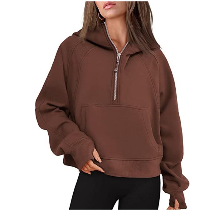 2025 yoga hoodie Scuba womens Autumn and winter Plus Veet Thickening jackets hoodys sports half zipper terry designers sweater chothing