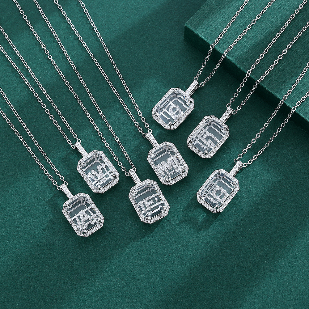Fine 26 Letters Diamond Pendants 925 Sterling silver Wedding Pendant with Necklaces for Women Bridal Birthday Party jewelry Gift