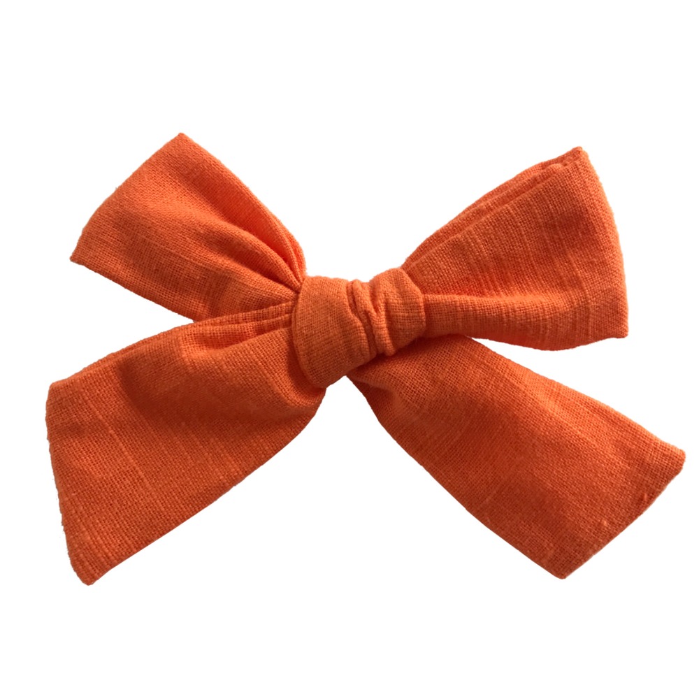 4 inches Hand Tied Cotton Linen Hair Bow Clips, Baby Girls Fabric Bow nylon Headbands, Baby shower gift