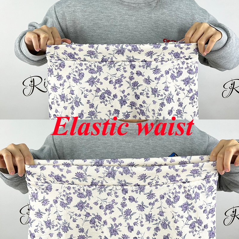Skirts Rimocy Korean Style Floral Print Long Skirts Women Summer A Line Beach Skirts Women Elastic High Waist Midi Skirt Mujer 230412