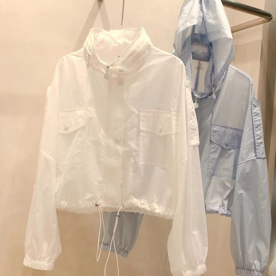 Women's Jackets Summer Women Hooded Beach UV Jacket Female Long Sleeve Sun Protection Clothing Ladies Pink Sunscreen Casual Top 230417