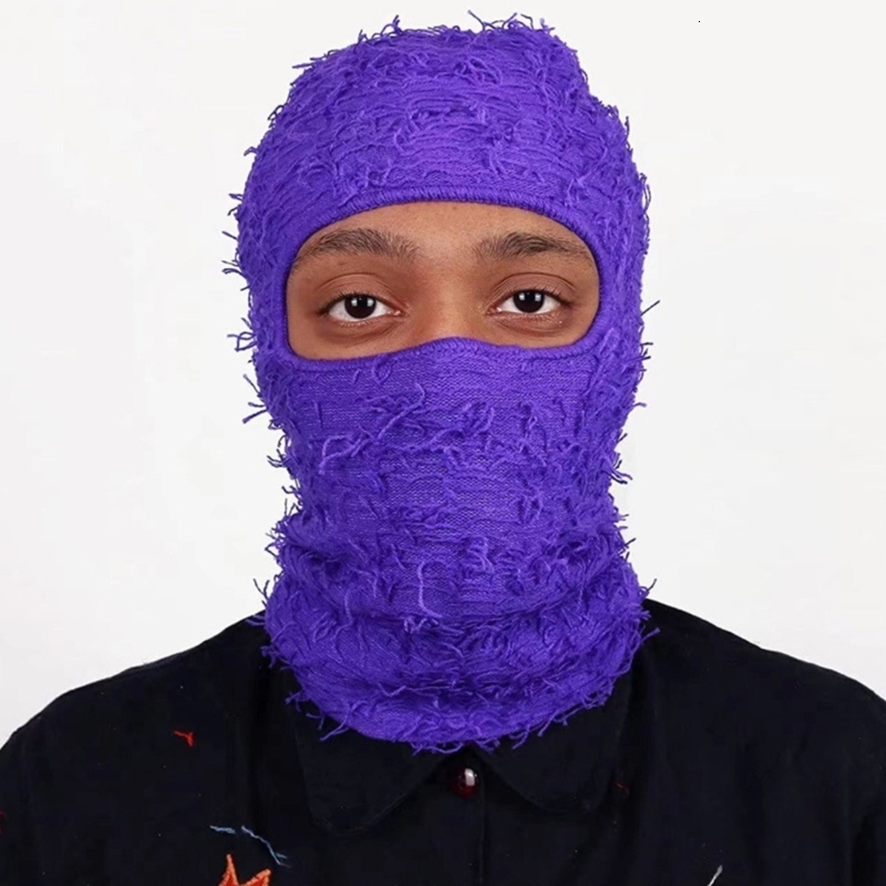 BeanieSkull Caps Balaclava Distressed Knitted Full Face Ski Mask Shiesty Mask Camouflage Balaclava Knit Fuzzy Balaclava Ski Balaclava 230412