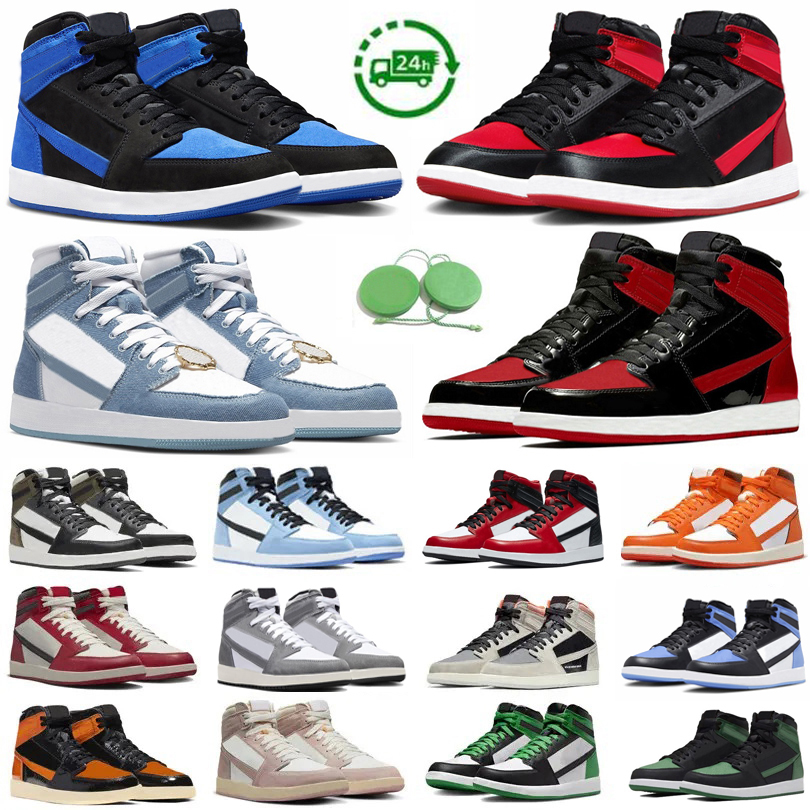 Basketball Shoes For Men Women Sneaker Satin Bred Patent Unc Toe Palomino Lucky Pine Green Dark Mocha Royal Reimagined Denim Silver Mens Trainers Sports Sneakers GAI