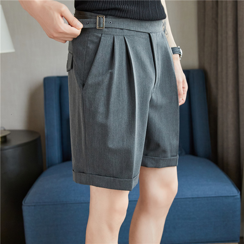 Men's Shorts Pleated Shorts Men's Summer White Shorts Bermuda Work Suit Men's Breathable Cool Street Shorts Korean Fashion Style 36 230
