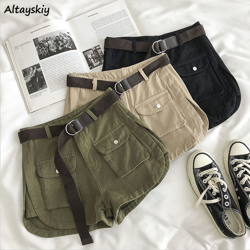 Women's Shorts Women's Mini Summer Basic Full Match Casual Women's Trouser Loose High Waist Women's Bottom Pocket Youth Solid 2304