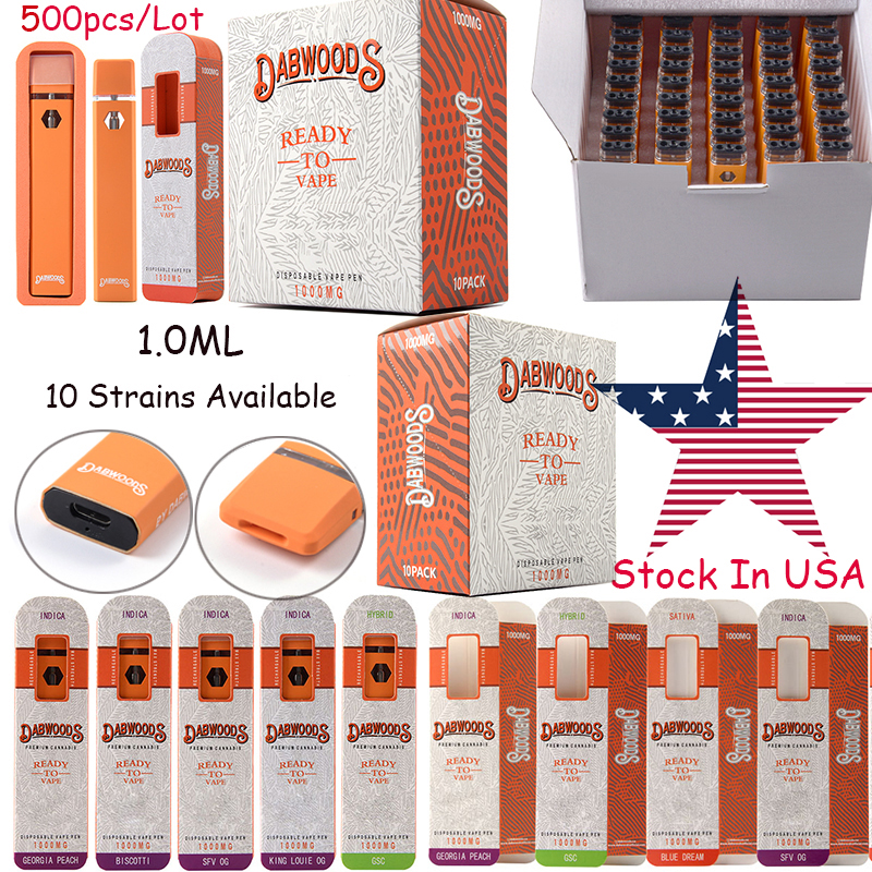 Stock IN USA Dabwoods Rechargeable E Cigarettes 500pcs 1.0ML 10 Flavors Vape Cartridges Packaging Disposable Vape Pens Vaporizer Preheating
Stock IN USA Dabwoods Rechargeable E Cigarettes 500pcs 1.0ML 10 Flavors Vape Cartridges Packaging Disposable Vape Pens Vaporizer Preheating