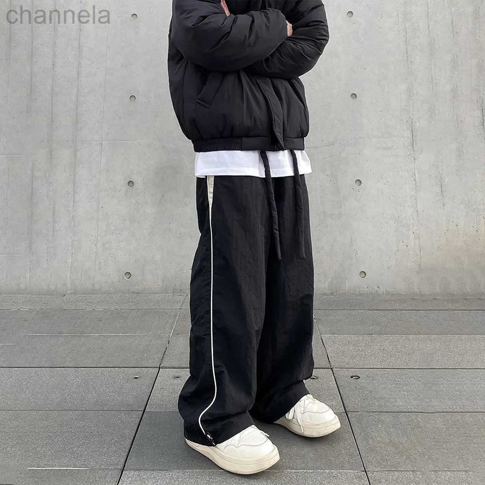 Men's Pants HOUZHOU Baggy for Men Parachute Vintage Oversize Joggers Harajuku Streetwear Sweatpants Black Wide Leg Trousers Male