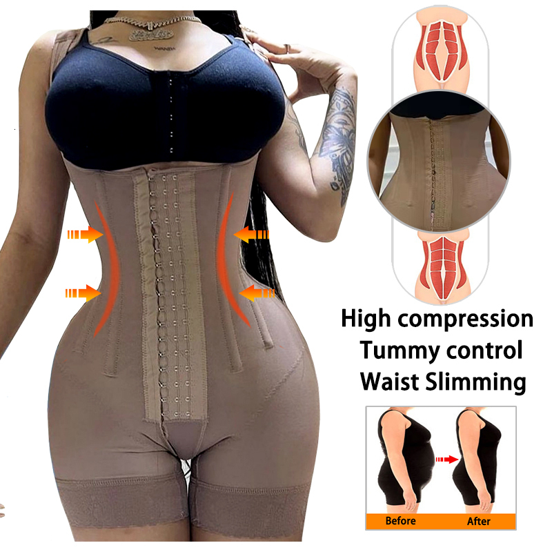Waist Tummy Shaper Fajas Colombianas Post Liposuction Reductoras Postpartum Girdle Stage 2 BBL Tummy Tucker Full Body Sculpting Shapewear 230411