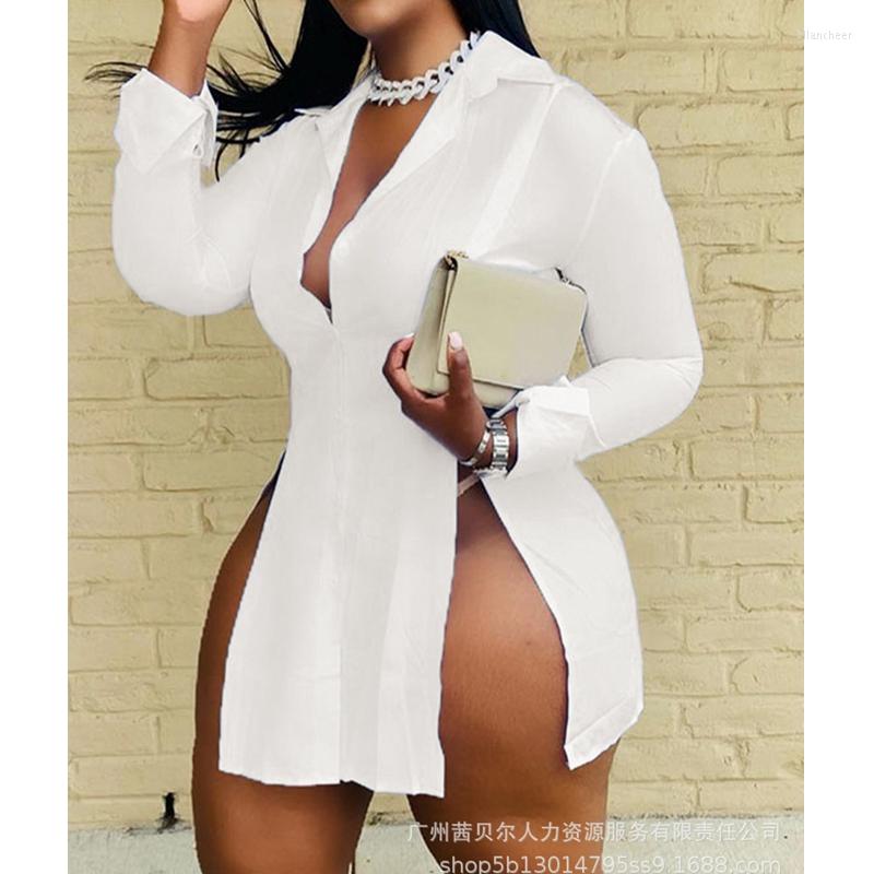 Women' Blouses Women Shirt Tops Spring Summer Sexy Solid Color Slim Fit Slit Blouse Long Sleeve V-neck Turn-down Collar Irregular, White
Women' Blouses Women Shirt Tops Spring Summer Sexy Solid Color Slim Fit Slit Blouse Long Sleeve V-neck Turn-down Collar Irregular, White