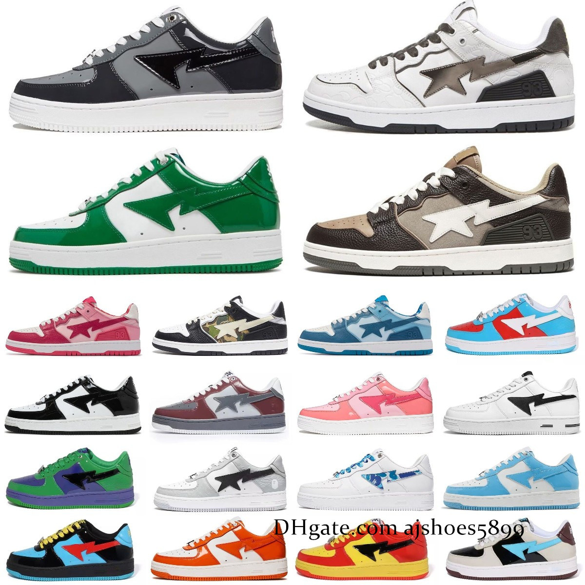 

Top Fashion Designer Casual sk8 sta Shoes Grey Black ape sta SK8 Color Camo Combo Pink Green ABC Camos Pastel Blue Patent Leather M2 Platform Sneakers Trainers, Box