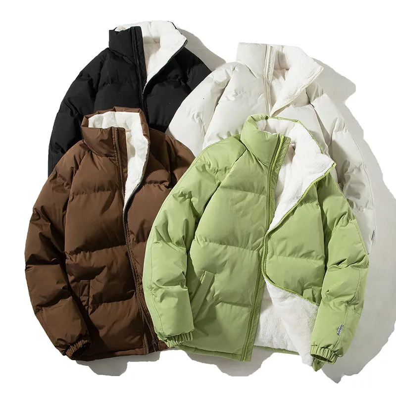 Mens Down Parkas Thicken Warm Winter Jacket Men Solid Loose Coats Male Stand Collar Fleece Puffer Man Harajuku Outerwear 231110