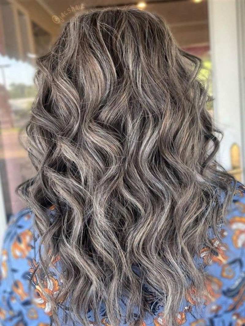 Trendy Wavy salt and pepper grey ponytail updo braid fishtail bun drawstirng gray silver curlys clip in pony tail human hair extension 1pcs 2023 New