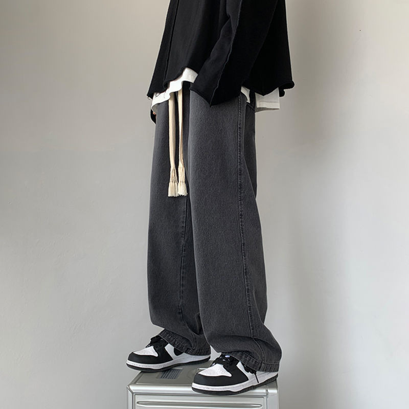 Men's Jeans Wide leg cargo pants street clothing bag jeans Spring/Summer/Autumn men's loose fitting straight men's clothing black 23041