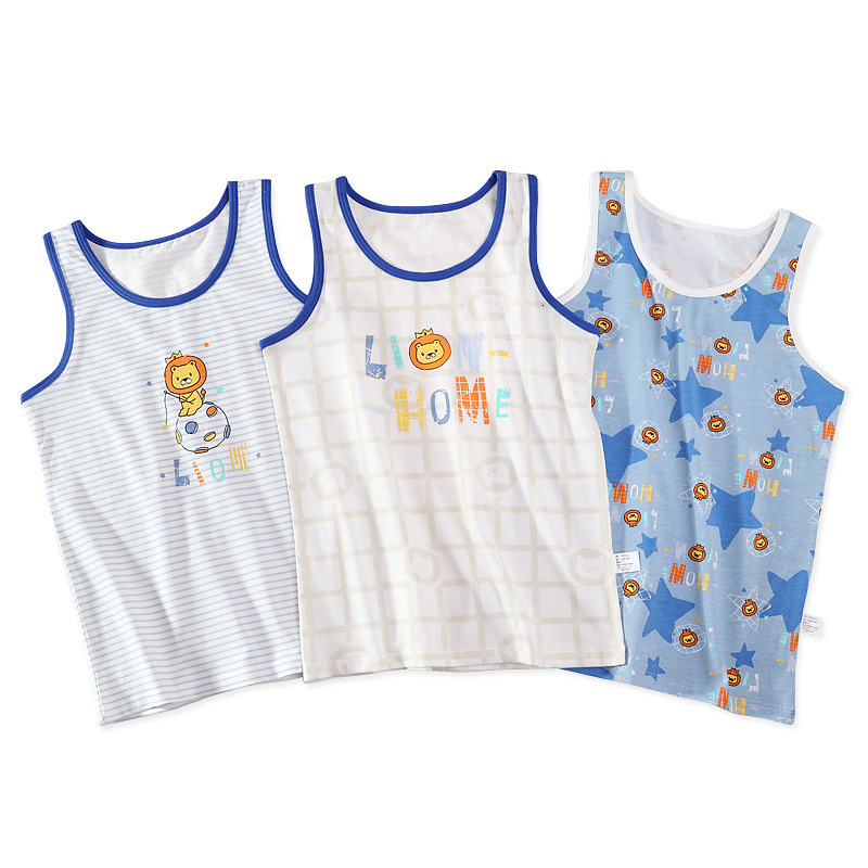 Tshirts 3pcsLot Boys Girls Summer Undershirt Singlet Shirts Kids Dino Unicorn Cotton Tshirt Top Camisoles Underwear Tanks Size 90155 230412