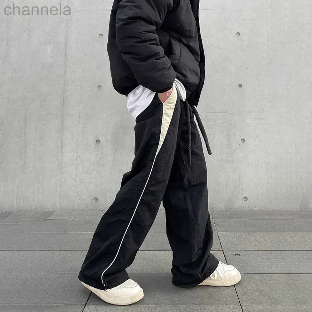 Men's Pants HOUZHOU Baggy for Men Parachute Vintage Oversize Joggers Harajuku Streetwear Sweatpants Black Wide Leg Trousers Male