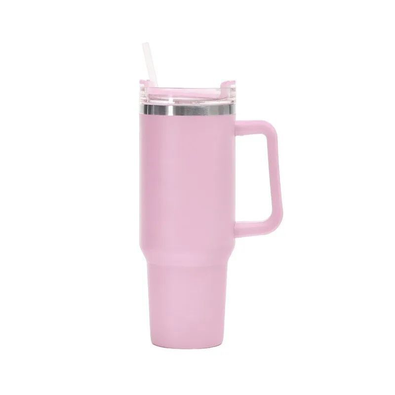 40oz Pink Tumblers Cup With Handle Insulated Stainless Steel Tumbler Lids Straw Car Travel Mugs Coffee Tumbler Termos Cups ready to ship Water Bottles