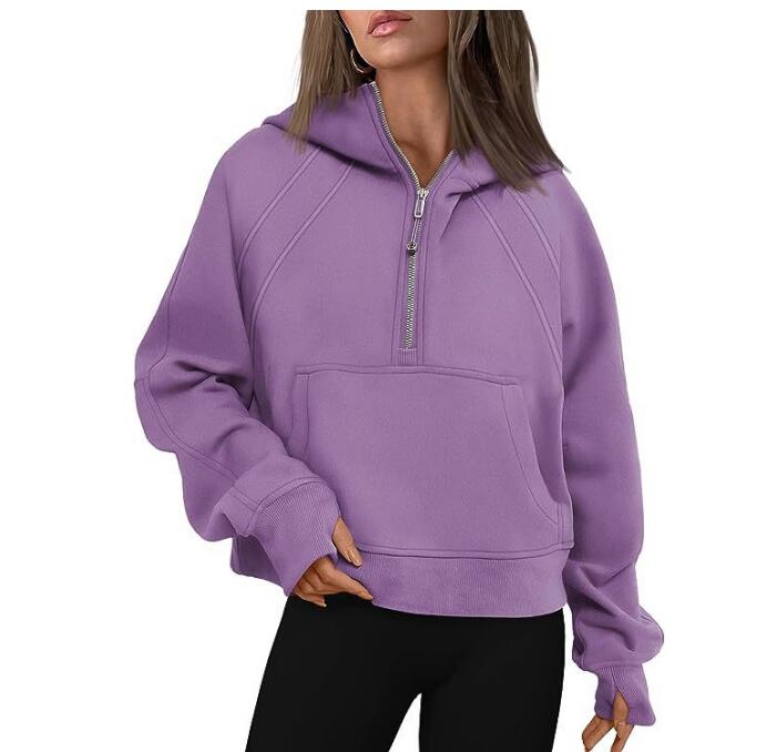 2025 yoga hoodie Scuba womens Autumn and winter Plus Veet Thickening jackets hoodys sports half zipper terry designers sweater chothing