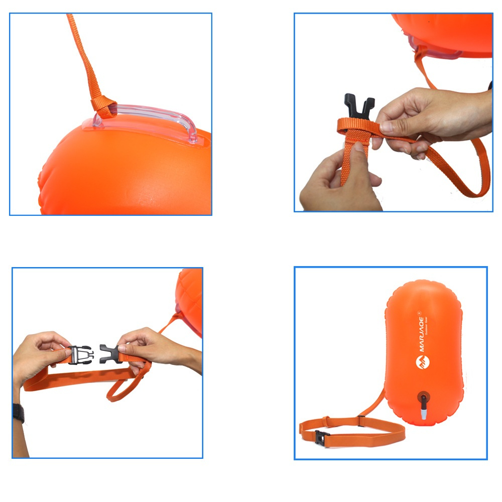Life Vest Buoy 1pcs Swimming Float Bag Waterproof PVC Inflatable Swim Buoy Water Sport Lifesaver Life Buoy Air Dry Tow Sailing Flotation Bag 230411
